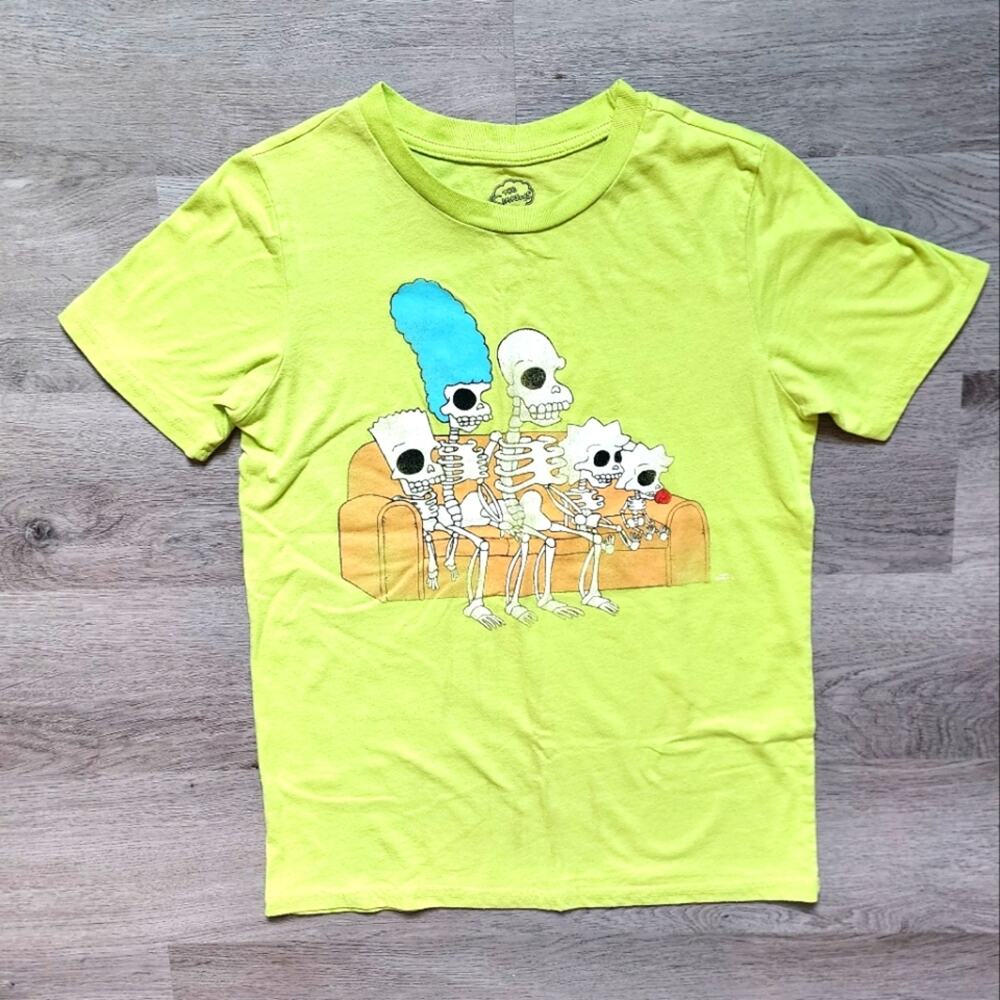 The Simpsons Boy's Skeleton Graphic Short Sleeve Crewneck Pullover T-Shirt Large